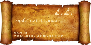 Lopóczi Liander névjegykártya